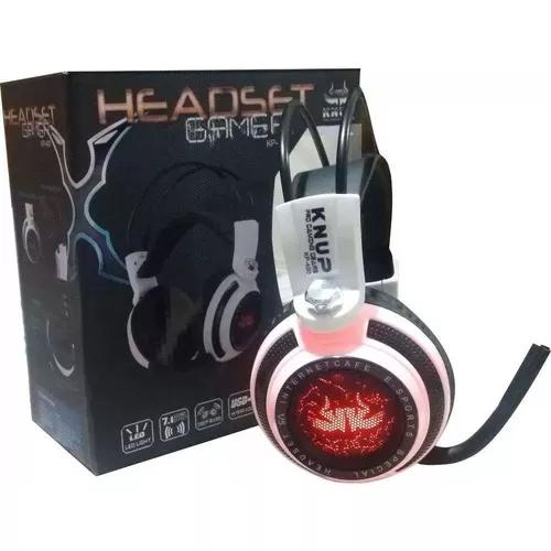 Fone De Ouvido Headset Gamer P2 Cabo 2,2m Kp-400 Knup Branco