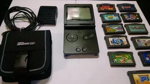 Game Boy Advance Sp Preto Com 11 Jogos Case Carregador