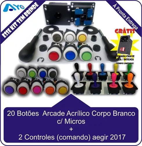 Kit 20 Botões Arcades + 2 Controles (9 Cores À Escolha)