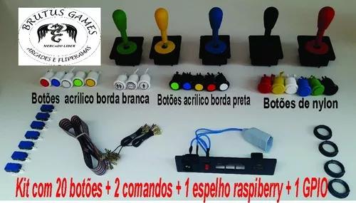 Kit 20 Botoes +2 Comandos + 1 Espelho Raspberry +1 Gpio