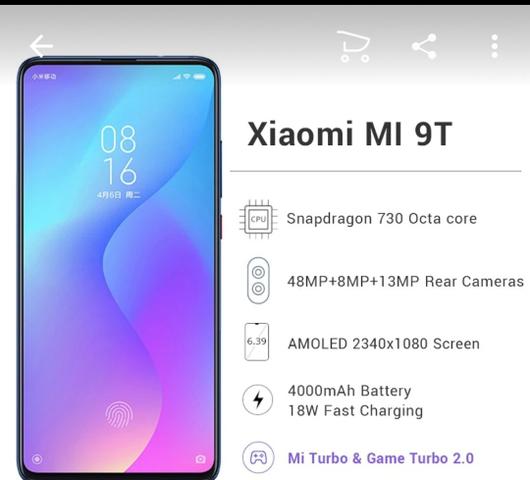 Mi 9t 128 GB + 6GB RAM NOVO!