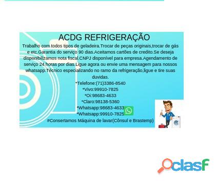 Trabalho com conserto de Geladeira em geral e etc...