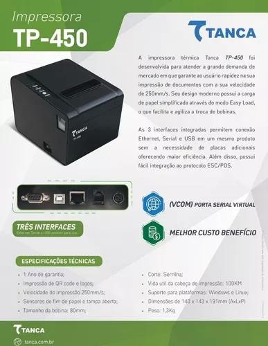 Impressora Tanca Tp-450 Não Fiscal C/ Rede, Usb