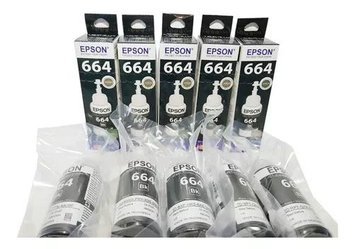 Kit 5 Tintas Epson Black Originais T664 Lacradas De Fábrica