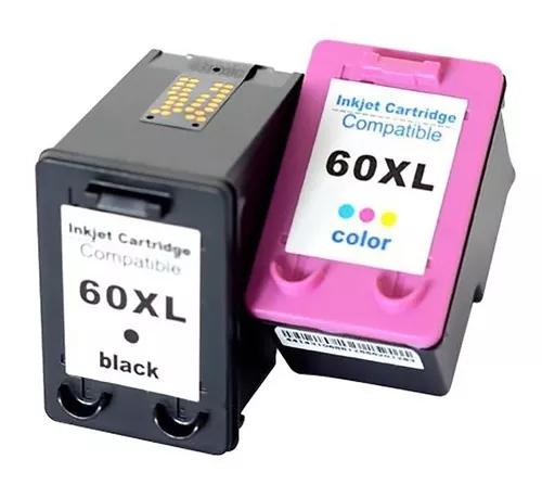 Kit Cartucho Compatível Hp 60xl Preto E 60xl Color Novo