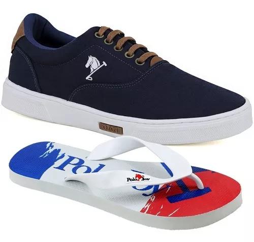 Combo C/ 01 Tenis Polo Joy Promoçao Barato C/ 01 Chinelo