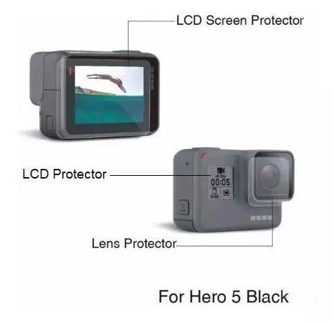 Película Proteção Lente E Tela Lcd Gopro Hero 5 Black