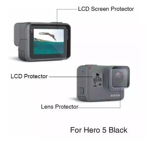 Película Proteção Lente E Tela Lcd Gopro Hero 6 Black