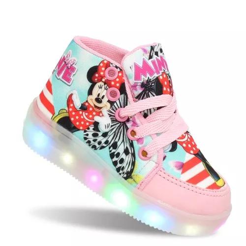 Tenis Botinha Minnie Com Luz Led Que Pisca Infantil