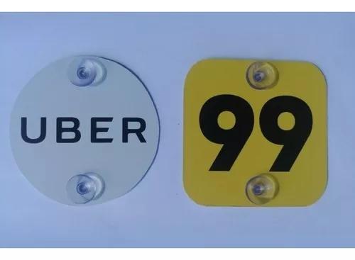 2 Placas Indicativa Uber E 99 - Com Ventosa - Aproveit