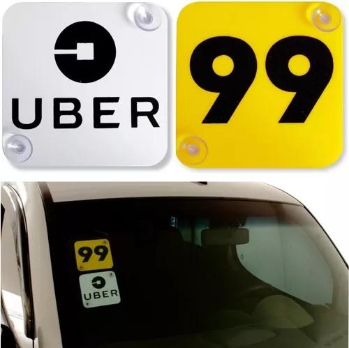 2 Placas Indicativas Uber 99 Motorista De Aplicativos Carro