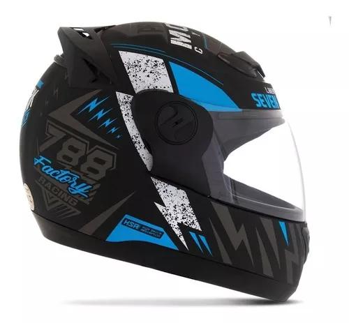 Capacete Masculino Azul Fechado G6 Factory Racing Pro Tork