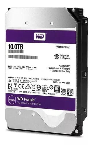 Hd 10tb Purple Sata 3 Western Intelbras Cftv Dvr Wd100purz