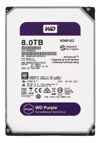 Hd 8tb Purple Western Digital Intelbras Wd Cftv Dvr Wd80purz