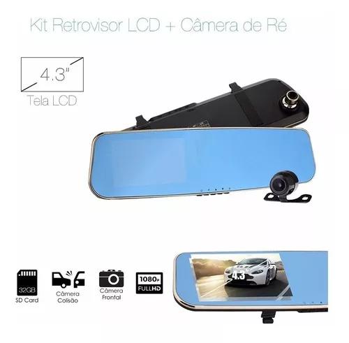 Kit Espelho Retrovisor Tela Lcd4.3 +câmera Frontal+câmera