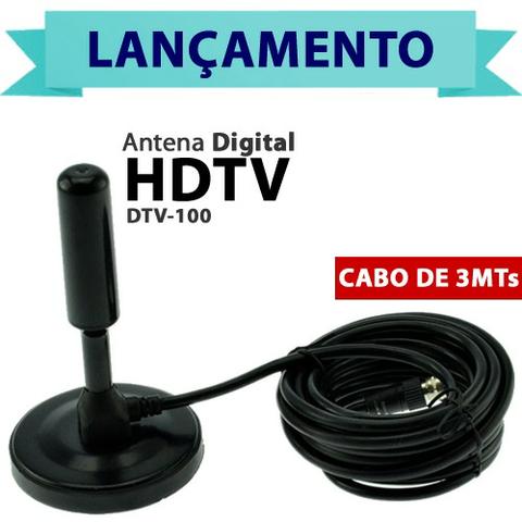 Antena Tv Digital Hdtv Dtv-100 Interna/Externa com cabo de 3