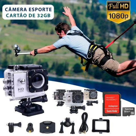 Câmera Esporte p Actioncam + Cartao 32gb + Acessórios