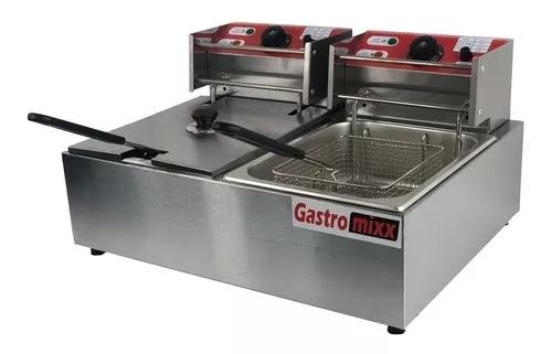 Fritadeira Elétrica Inox 2 Cubas Industrial 12l Com Tampa