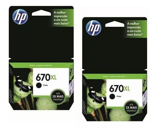 Kit 2 Cartucho Hp 670xl Cz117ab Preto Original 4615 4625