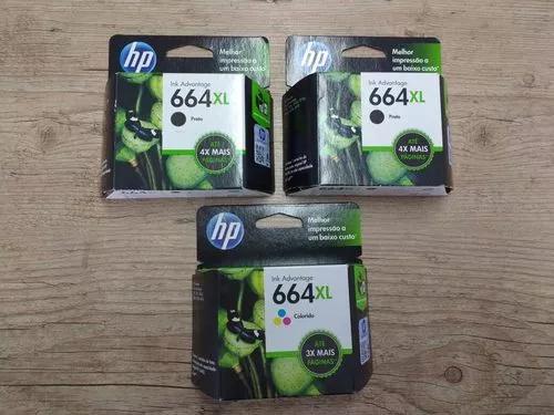 Kit 3 Cartuchos Hp 664xl (2 Pretos + 1 Colorido) Originais