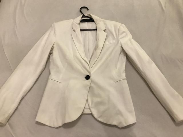 Blazer Zara branco de tecido tam M