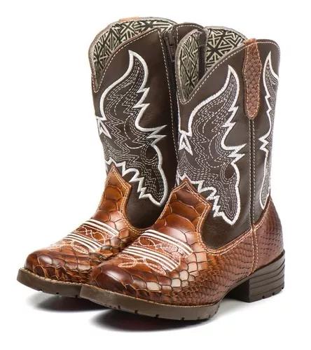 Bota Country Texana Infantil Marrom Masculina Menino 100%