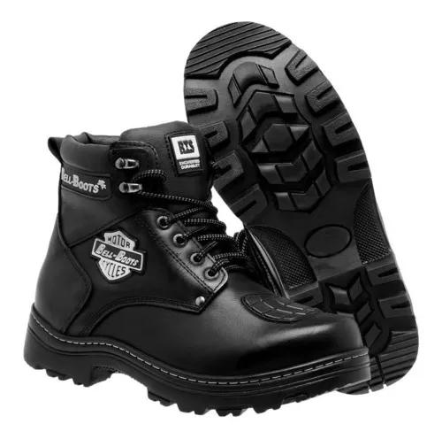 Bota Impermeavel Masculina Moto Couro Legitimo Pé Estrada