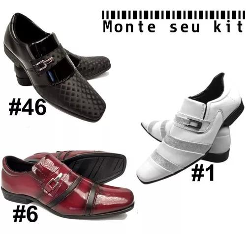 Kit 3 Sapato Social Masculino Branco/bordo/preto *barato*