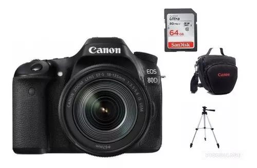 Canon Eos 80d Com Lente 18-135 Usm Nano 64gb+bolsa+tripé