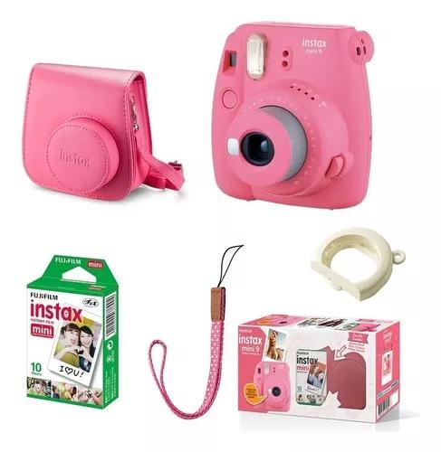 Kit Câmera Fujifilm Instax Mini 9 Rosa + Bolsa + Filme