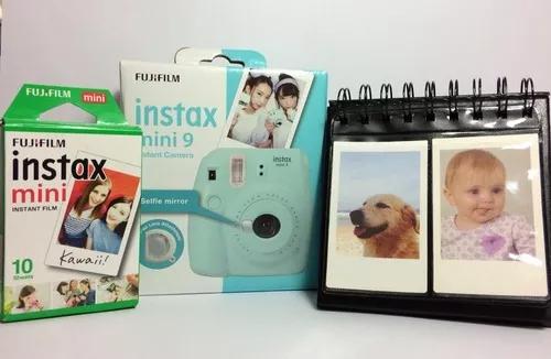 Kit Câmera Instax Mini 9 Azul Acqua + Filme + Porta Fotos