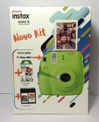 Kit Câmera Instax Mini 9 Verde Lima + Filme + Porta Fotos