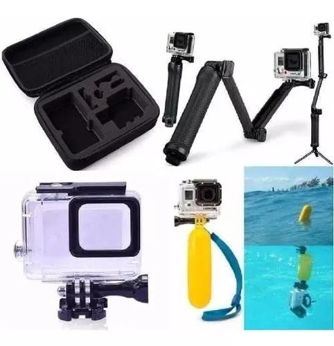 Kit Gopro Hero 5 6 7 Black Caixa Estanque Bastão 3 Way Case