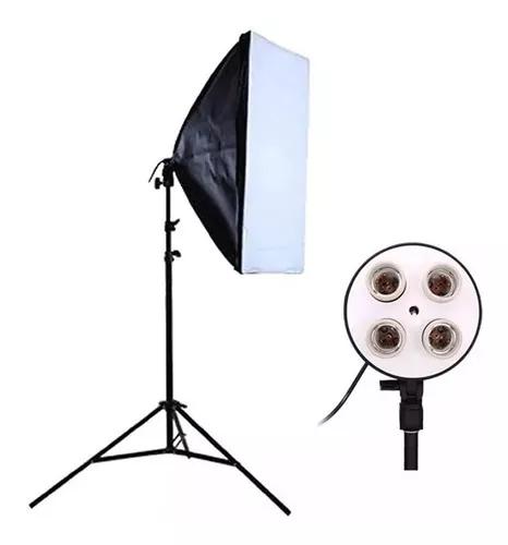 Kit Softbox E27 Quadruplo + Tripé 2 Metros