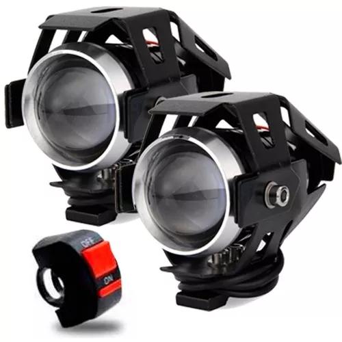 Par Farol Milha Led Auxiliar Moto U5 Neblina Forte Potente