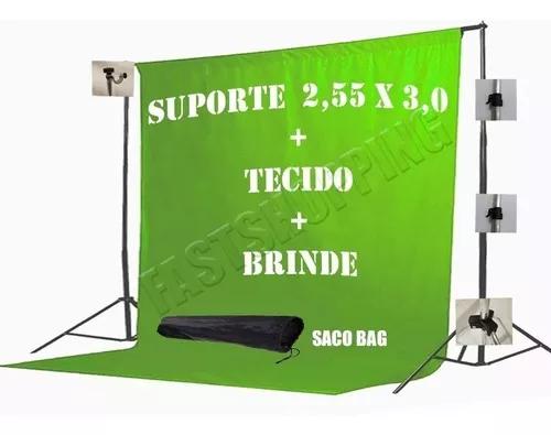 Tecido 3x2 Verde+ Suporte Chroma Key Fundo Infinito Estúdio