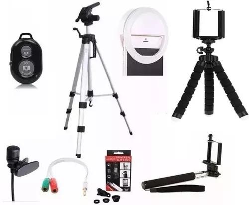 Tripe 1,00 Metro Anel Led Ring + Kit Youtuber Para Celular