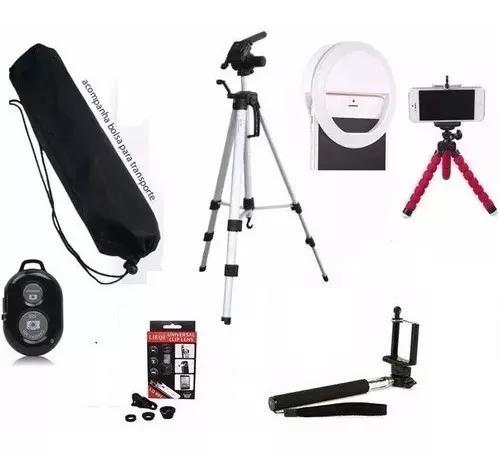 Tripe 1,20 Anel Led Ring Light + Kit Youtuber Para Celular