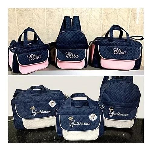 Kit Bolsas + Mochila Personalizada Maternidade Menino/menina