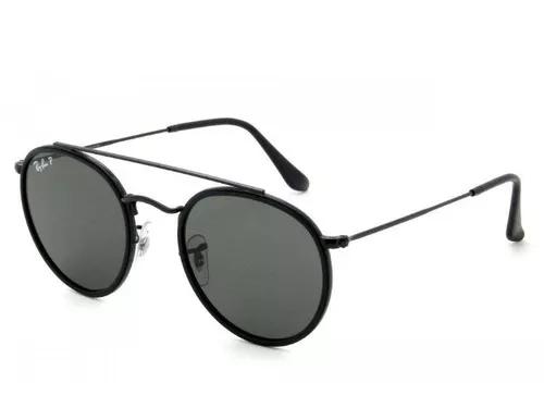 Oculos De Sol Ray Ban Round Double Bridge Preto Rb3647