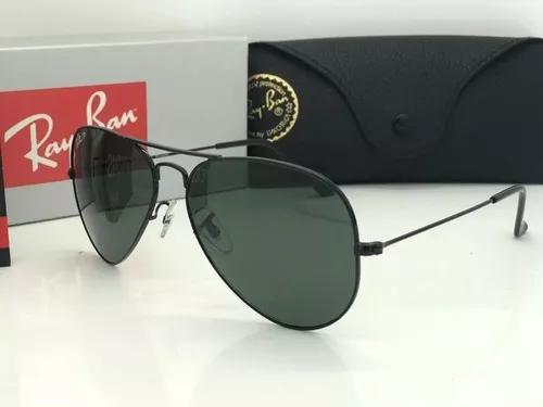 Oculos De Sol Rayban Aviador Lente Cristal Preta