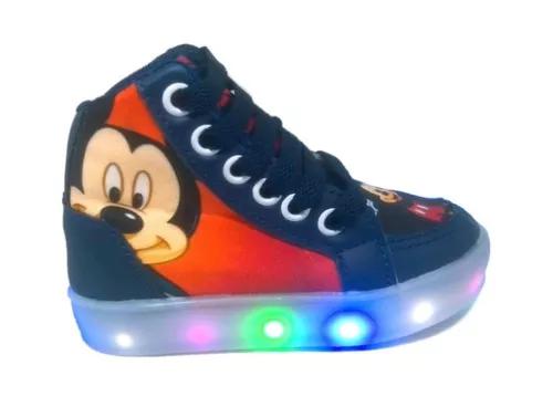 Tênis Bota Mickey Mouse Led Luz Infantil Criança