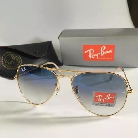 culos De Sol Ray Ban Aviador Azul Degradê Lente Cristal