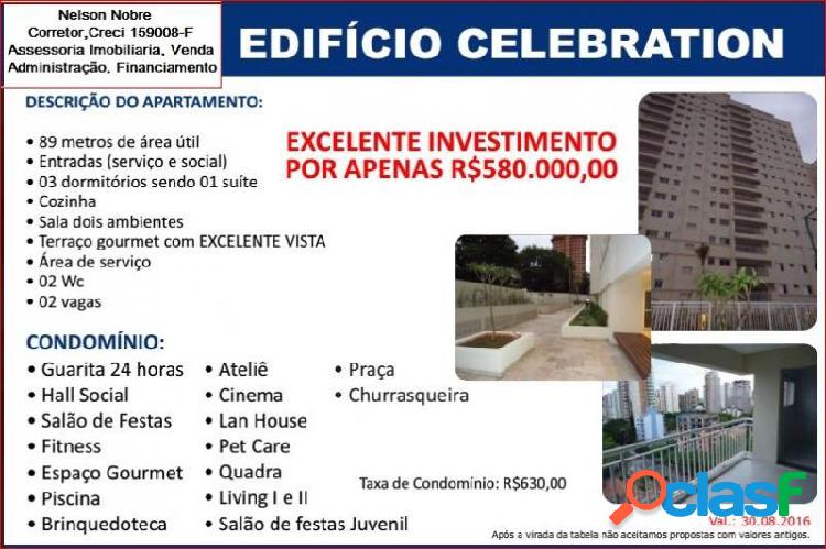 Apartamento com 3 dorms em Santo André - Campestre por 580