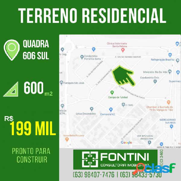 Excelente terreno para condomínio na 606 Sul - 600m²