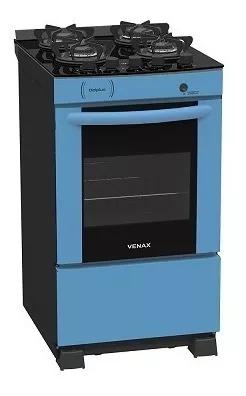 Fogão A Gás Delplus Vítreo 4q Azul Com Forno Venax