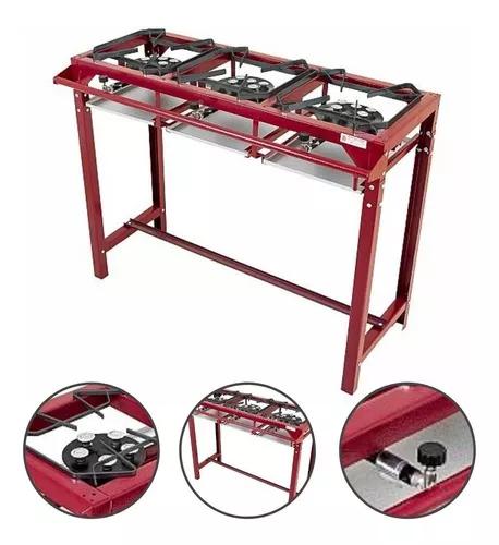 Fogão Industrial Alta Pressão Com Pés 3 Bocas Grande