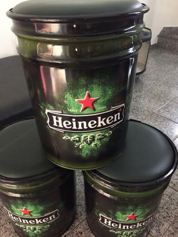 Heineken Banquetas customizadas feita com tambor, chamar no