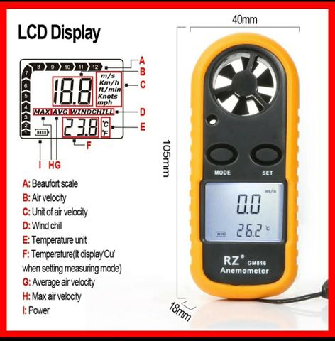Medidor de Vento Anemômetro GM816