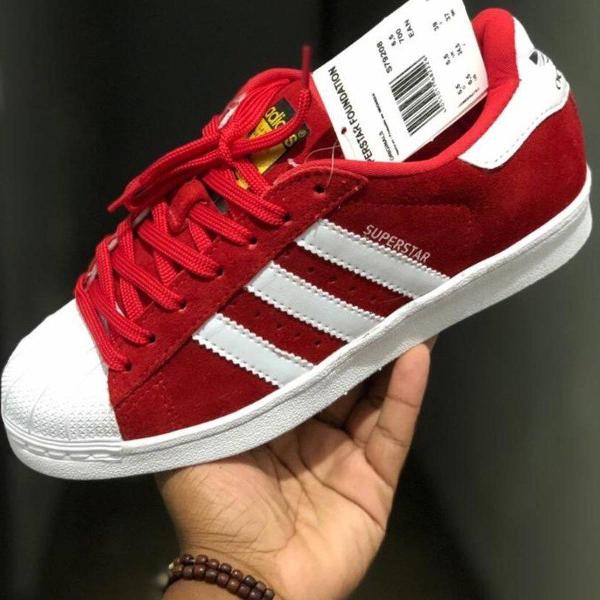 adidas superstar vermelho camurça